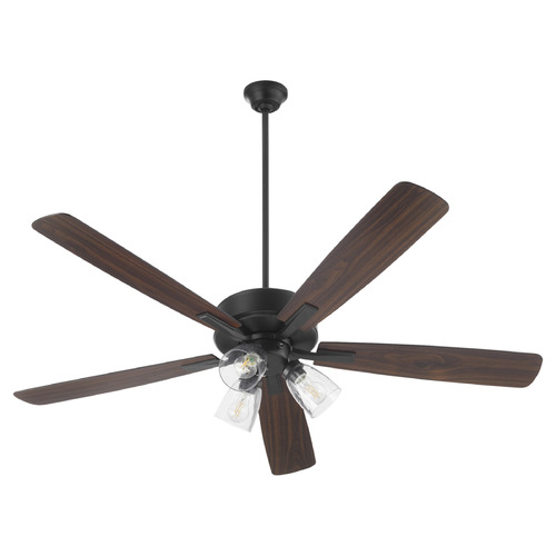 Ovation Matte Black LED Ceiling Fan with Light by Quorum Lighting