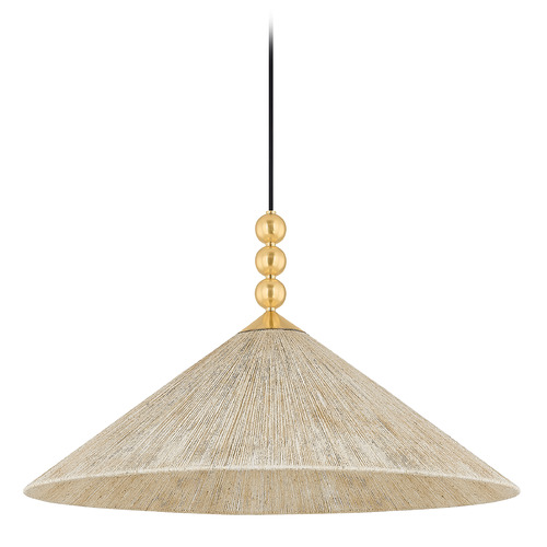 Mitzi By Hudson Valley Song Aged Brass LED Pendant Light with Coolie Shade