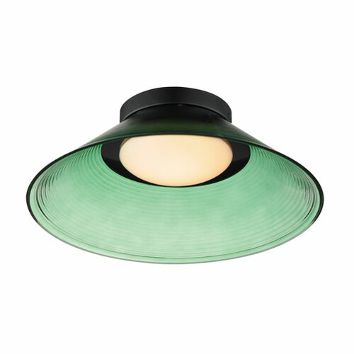 Jensen 12-Inch Flush Mount in Black & Green by ET2 Lighting