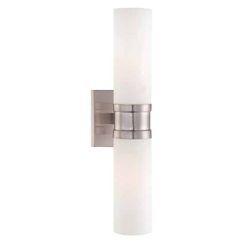 Sconce Wall Light with White Glass in Brushed Nickel by Minka Lavery