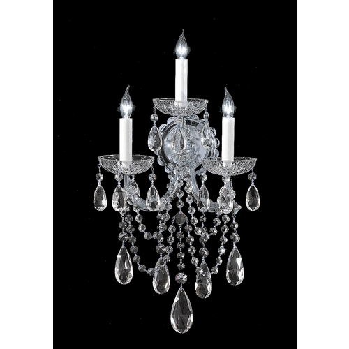 Crystorama Lighting Maria Theresa Crystal Sconce Wall Light in Polished Chrome by Crystorama Lighting 4423-CH-CL-SAQ