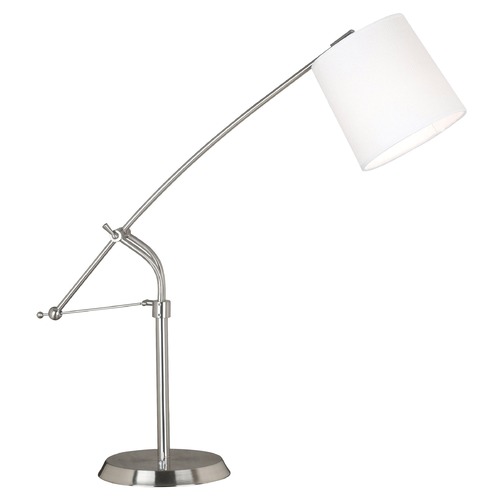Kenroy Home Lighting Modern Table Lamp with White Shade in Brushed Steel Finish 20813BS