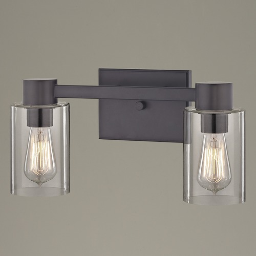 2-Light Clear Glass Bathroom Light Bronze