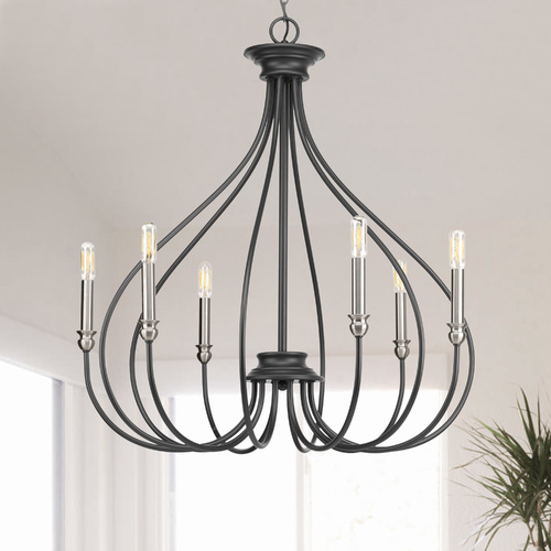 Progress Lighting Whisp Graphite & Brushed Nickel Chandelier by Progress Lighting P400030-143