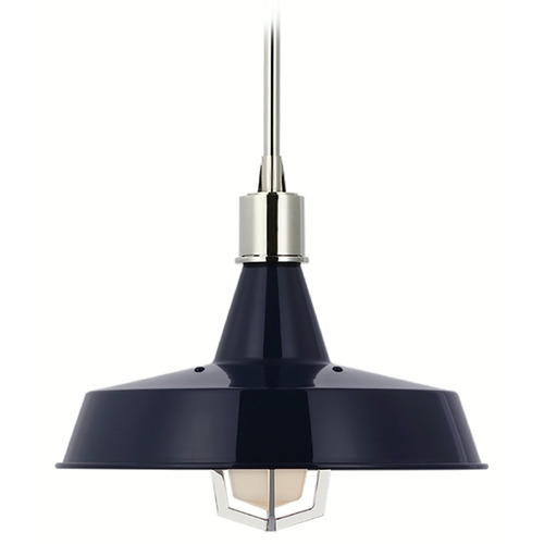 Visual Comfort Signature Collection Thomas OBrien Fitz Pendant in Nickel & Navy by VC Signature TOB5738PN-NVY