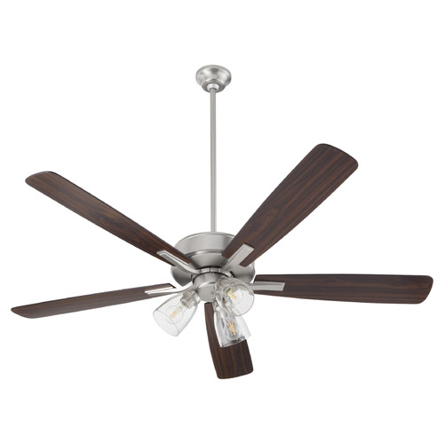 Ovation Satin Nickel LED Ceiling Fan with Light by Quorum Lighting