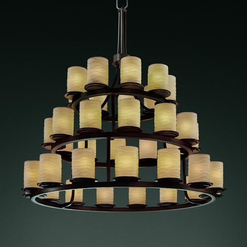 Justice Design Group Justice Design Limoges 3-Tier 36-Light Chandelier in Dark Bronze POR-8712-10-WAVE-DBRZ