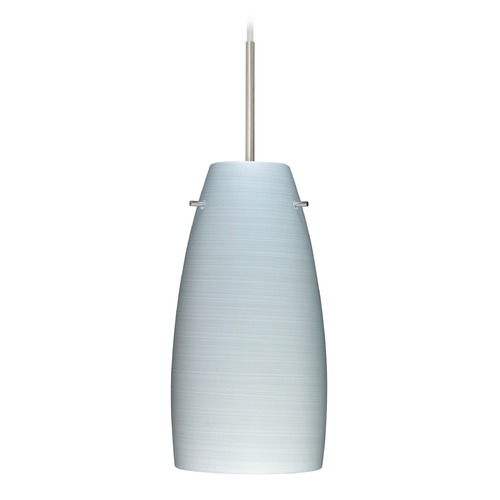 Besa Lighting Besa Lighting Tao Satin Nickel LED Mini-Pendant Light with Oblong Shade 1JT-1512KR-LED-SN