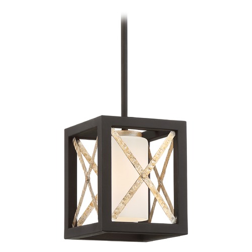 Boxer Matte Black & Antique Silver Mini Pendant by Nuvo Lighting