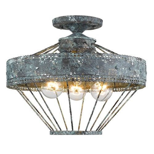 Golden Lighting Ferris Semi-Flush in Blue Verde Patina by Golden Lighting 7856-SFVP