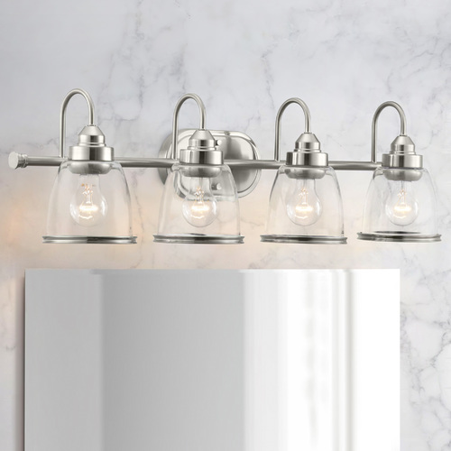 Saluda Brushed Nickel 4-Light Bathroom Light by Progress Lighting