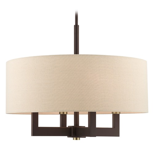 Livex Lighting Livex Lighting Cresthaven Bronze with Antique Brass Accents Pendant Light with Drum Shade 46166-07