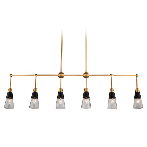 Kalco Lighting Ponti 41-Inch 6-Light Linear Chandelier in Matte Black & New Brass by Kalco Lighting 513161BNB