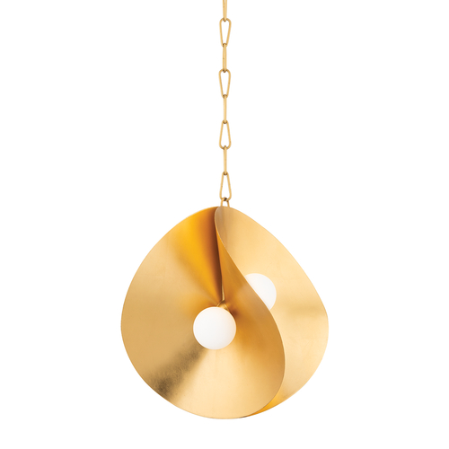 Peony 18-Inch Pendant in Gold Leaf by Corbett Lighting