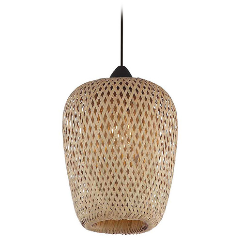 Tulum Bamboo Wicker & Black Mini Pendant by Avenue Lighting