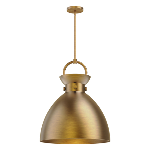 Alora Lighting Waldo Aged Gold Pendant Light with Bowl / Dome Shade