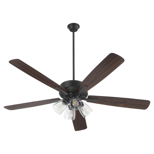 Ovation Matte Black LED Ceiling Fan with Light by Quorum Lighting