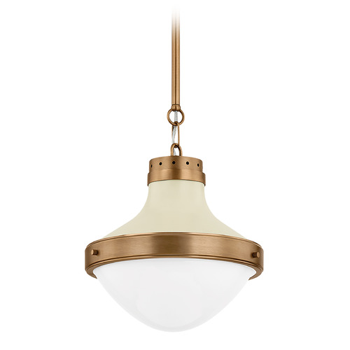 Troy Lighting Maxton Patina Brass and Soft Sand LED Pendant Light with Bowl / Dome Shade