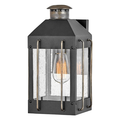 Fitzgerald Small Outdoor Wall Lantern in Black & Bronze by Hinkley Lighting
