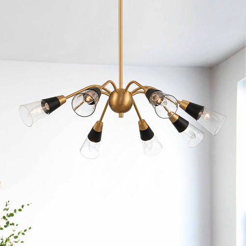 Ponti 8-Light Chandelier in Matte Black & New Brass by Kalco Lighting