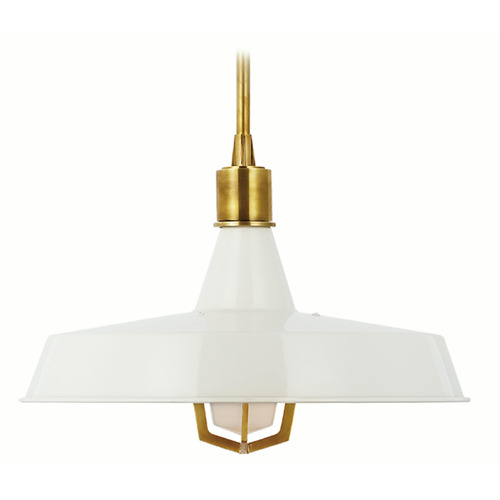 Visual Comfort Signature Collection Thomas OBrien Fitz XL Pendant in Brass & White by VC Signature TOB5739HAB-WHT