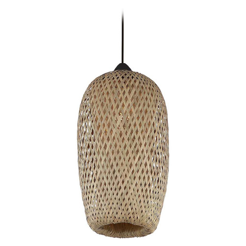 Tulum Bamboo Wicker & Black Mini Pendant by Avenue Lighting