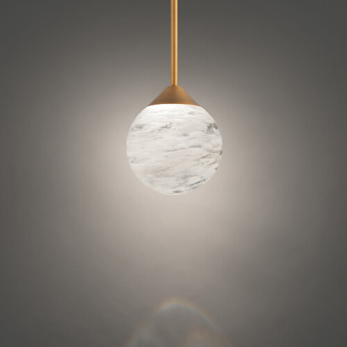 Quest LED Crystal Mini Pendant in Aged Brass by Schonbek Beyond
