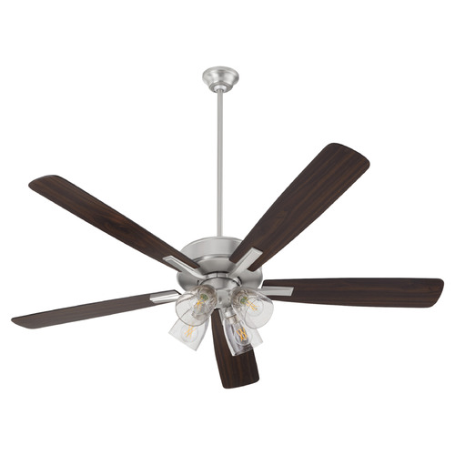 Ovation Satin Nickel LED Ceiling Fan with Light by Quorum Lighting