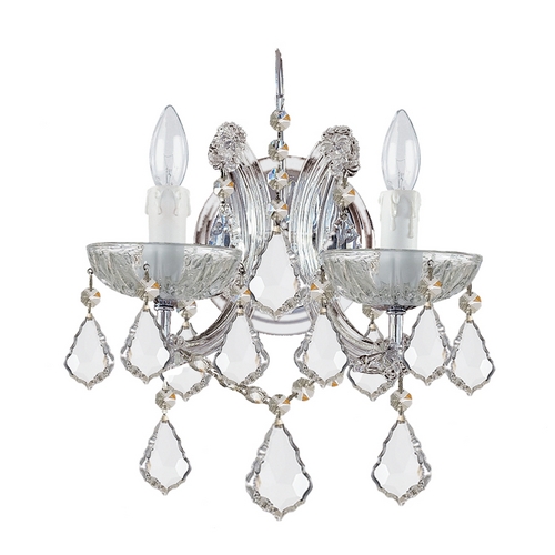 Crystorama Lighting Maria Theresa Crystal Sconce Wall Light in Polished Chrome by Crystorama Lighting 4472-CH-CL-SAQ