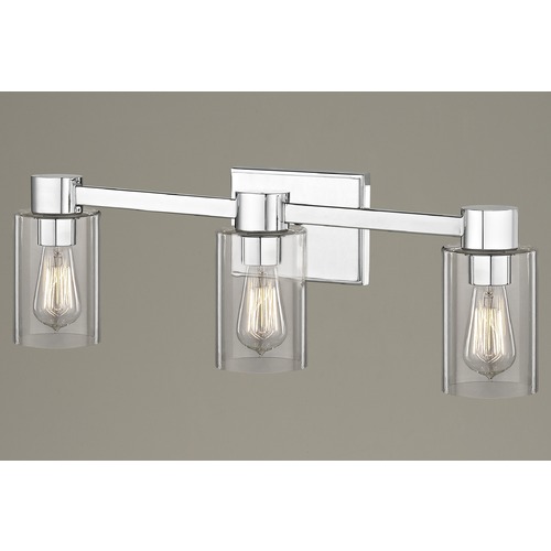 Design Classics Lighting 3-Light Clear Glass Bathroom Light Chrome 2103-26 GL1040C