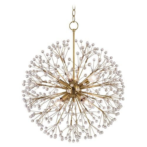 Dunkirk Crystal Pendant in Aged Brass by Hudson Valley Lighting