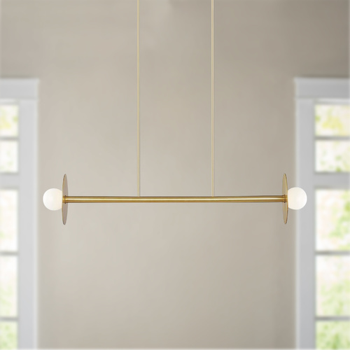 Kelly Wearstler Nodes Burnished Brass Medium Linear Chandelier by Visual Comfort Studio