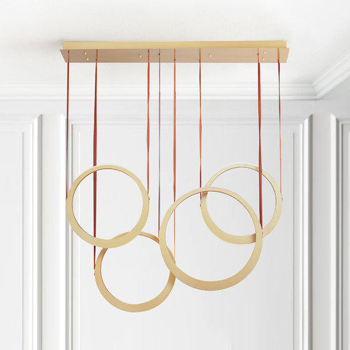 Tether 4-Light LED Pendant in Natural Aged Brass by ET2 Lighting