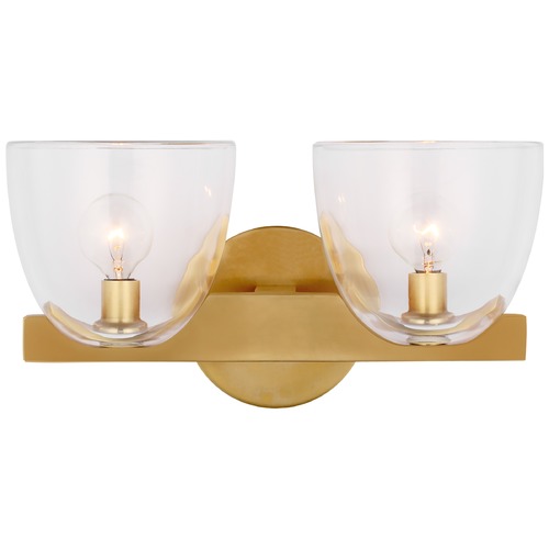 Visual Comfort Signature Collection Aerin Carola Double Sconce in Antique Brass by Visual Comfort Signature ARN2492HABCG