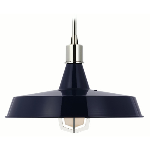Visual Comfort Signature Collection Thomas OBrien Fitz XL Pendant in Nickel & Navy by VC Signature TOB5739PN-NVY