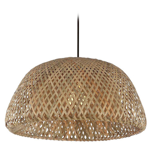 Tulum Bamboo Wicker & Black Pendant by Avenue Lighting
