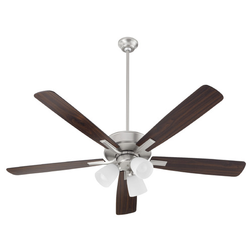 Ovation Satin Nickel LED Ceiling Fan with Light by Quorum Lighting