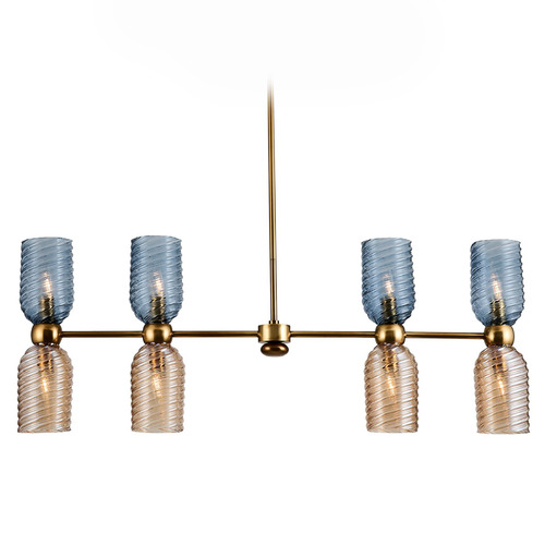 Kalco Lighting Azul Aged Gold Island Light with Bowl / Dome Shade