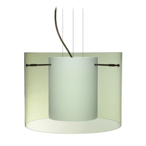 Besa Lighting Modern Pendant Light Green Glass Bronze by Besa Lighting 1KG-L00707-BR