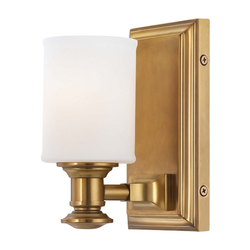 Sconce Wall Light with White Glass in Liberty Gold by Minka Lavery
