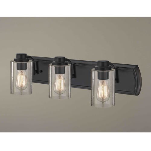 Transitional Seeded Glass Bathroom Light Bronze 3 Lt