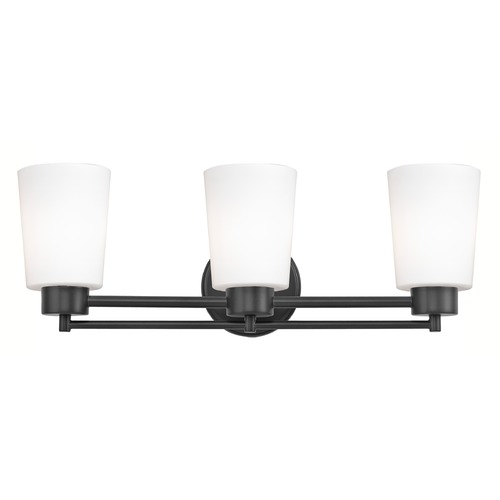 Modern Bathroom Light White Glass Black 3 Lt
