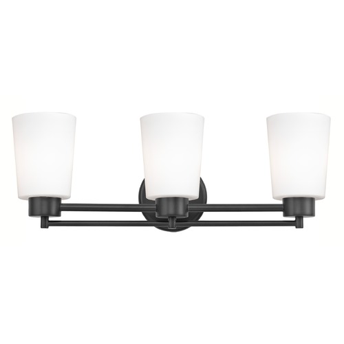 Design Classics Lighting Modern Bathroom Light White Glass Black 3 Lt 703-07 GL1027