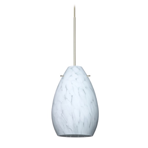 Besa Lighting Pera Satin Nickel LED Mini-Pendant Light with Oblong Shade