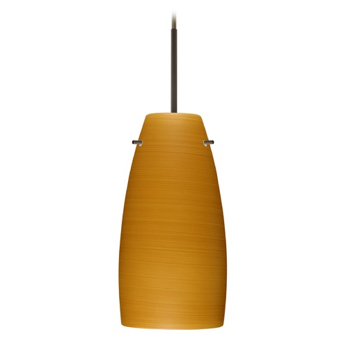 Besa Lighting Besa Lighting Tao Bronze LED Mini-Pendant Light with Oblong Shade 1JT-1512OK-LED-BR