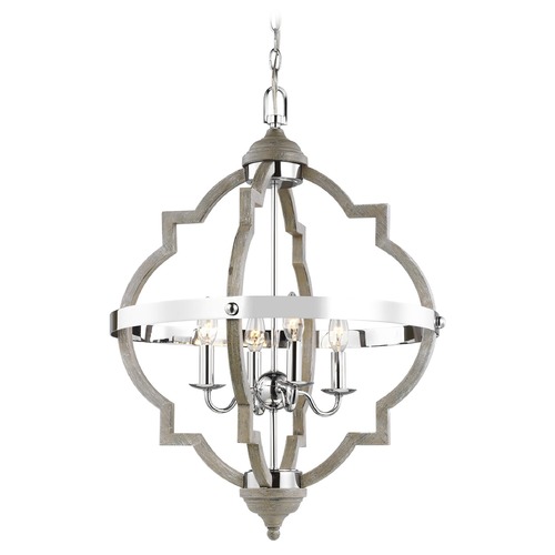 Generation Lighting Socorro Washed Pine & Chrome Pendant by Generation Lighting 5124904-872