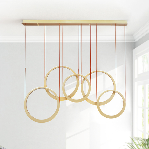 Tether 5-Light LED Pendant in Natural Aged Brass by ET2 Lighting