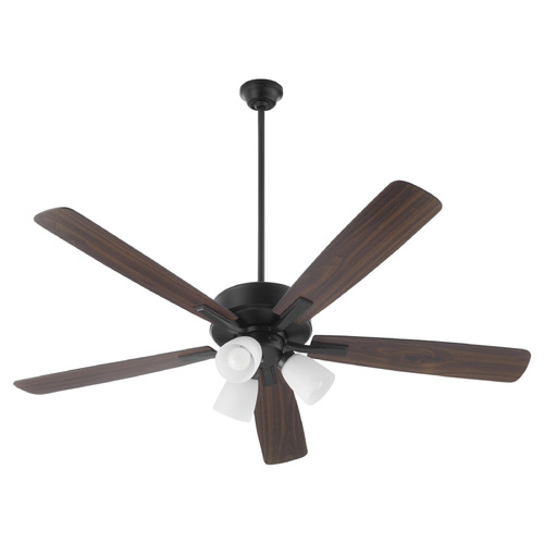 Ovation Matte Black LED Ceiling Fan with Light by Quorum Lighting