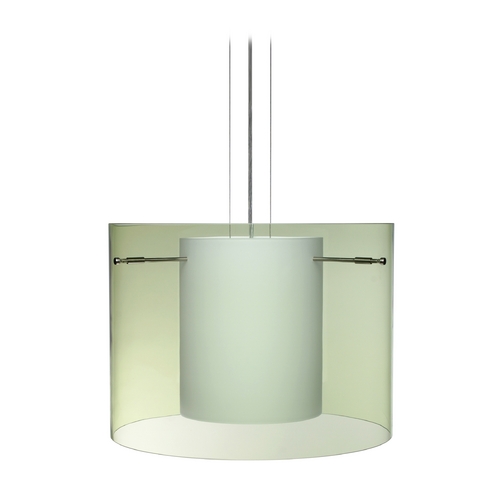 Besa Lighting Modern Pendant Light Green Glass Satin Nickel by Besa Lighting 1KG-L00707-SN