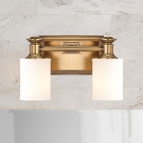 Bathroom Light with White Glass in Liberty Gold by Minka Lavery